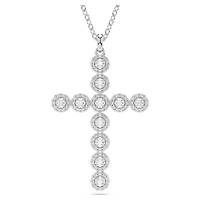 Insigne pendant, Mixed cuts, Cross, White, Rhodium plated by SWAROVSKI