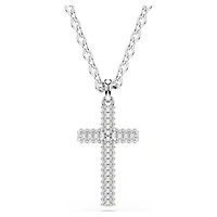 Insigne pendant, Pavé, Cross, White, Rhodium plated by SWAROVSKI