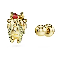 Chinese Zodiac stud earrings, Asymmetrical design, Dragon, Yellow, Gold-tone plated by SWAROVSKI