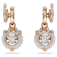 Dragon & Phoenix drop earrings, Dragon’s claw, White, Rose gold-tone plated by SWAROVSKI