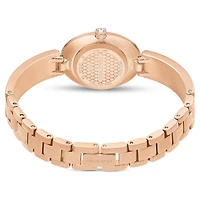 Crystal Rock oval watch, Swiss Made, Metal bracelet, Red, Rose gold-tone finish by SWAROVSKI