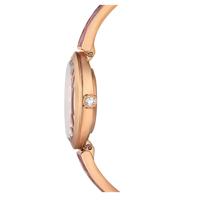 Crystal Rock oval watch, Swiss Made, Metal bracelet, Red, Rose gold-tone finish by SWAROVSKI