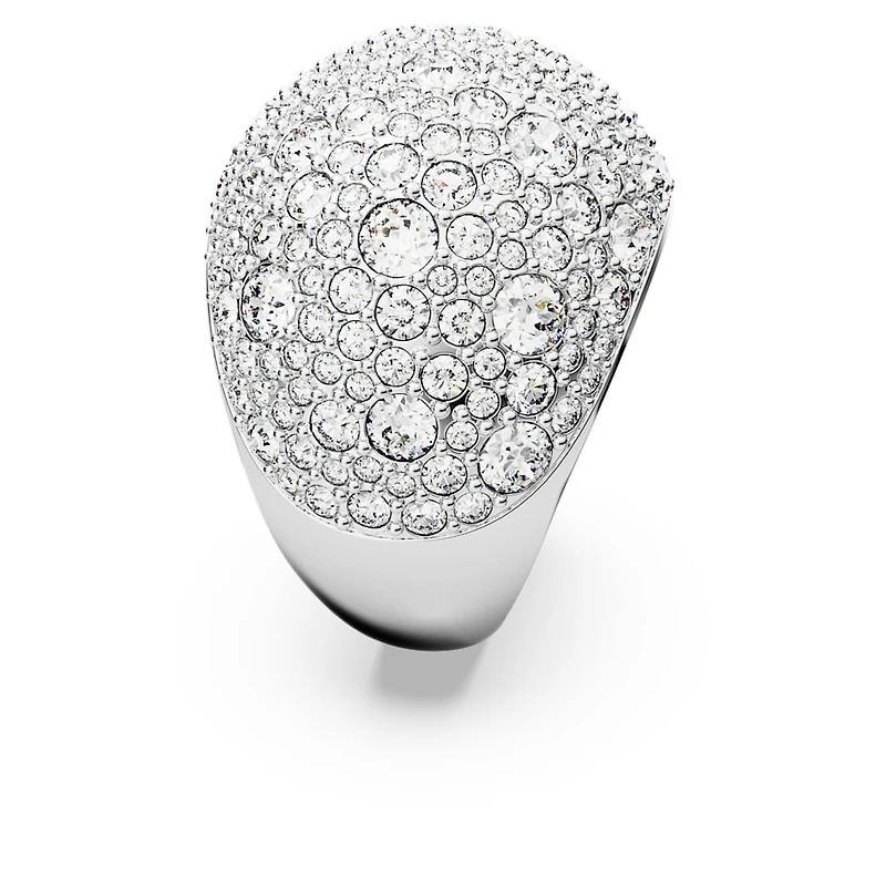 Luna cocktail ring, Moon, White, Rhodium plated by SWAROVSKI