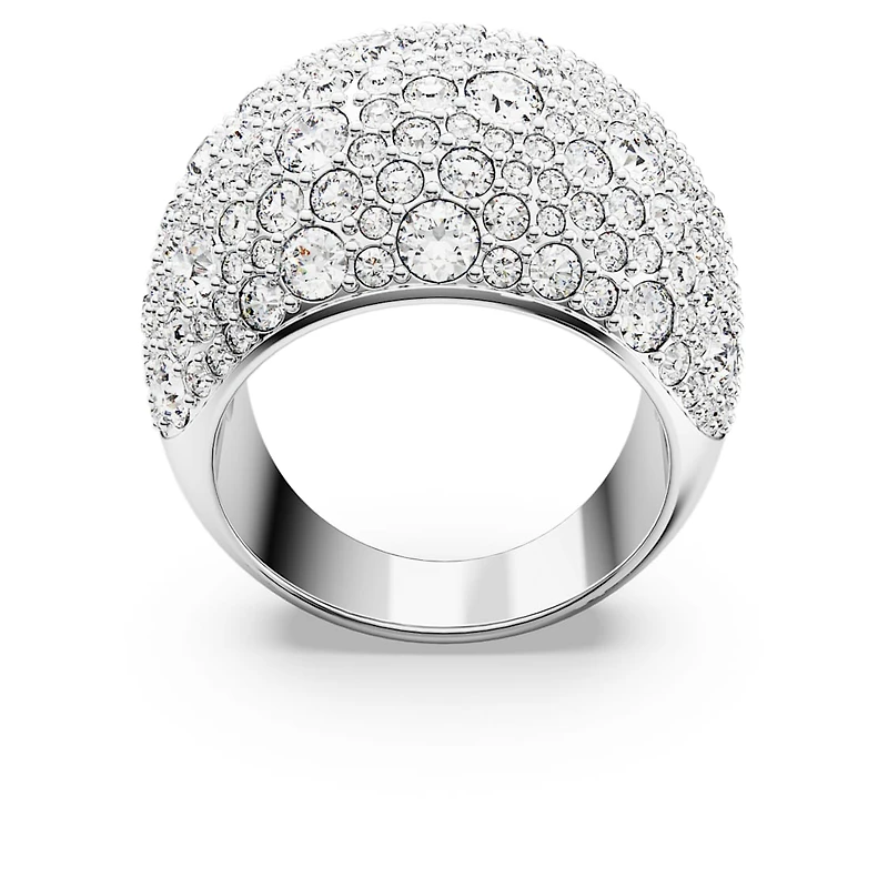 Luna cocktail ring, Moon, White, Rhodium plated by SWAROVSKI