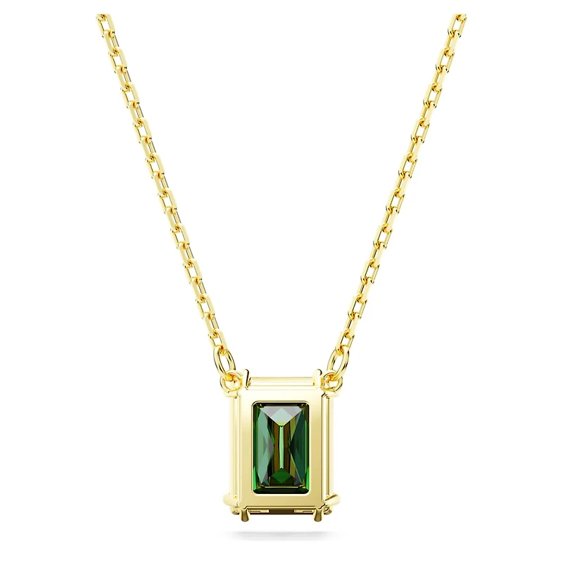 Stilla pendant, Rectangular cut, Green, Gold-tone plated by SWAROVSKI