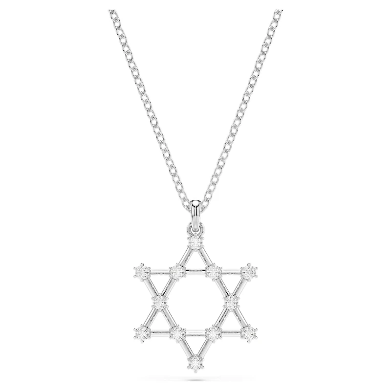 Insigne pendant, Round cut, Star, White, Rhodium plated by SWAROVSKI