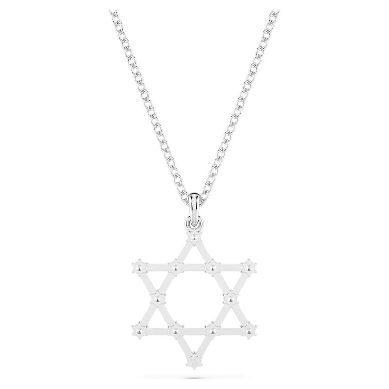 Insigne pendant, Round cut, Star, White, Rhodium plated by SWAROVSKI