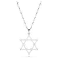 Insigne pendant, Round cut, Star, White, Rhodium plated by SWAROVSKI