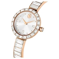 Matrix bangle watch, Swiss Made, Crystal bracelet, White, Rose gold-tone finish by SWAROVSKI