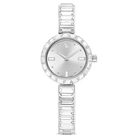 Matrix bangle watch, Swiss Made, Crystal bracelet, White, Stainless steel by SWAROVSKI