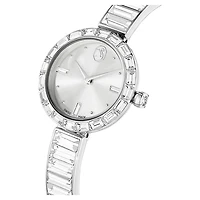 Matrix bangle watch, Swiss Made, Crystal bracelet, White, Stainless steel by SWAROVSKI