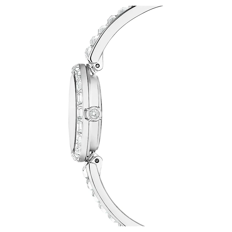 Matrix bangle watch, Swiss Made, Crystal bracelet, White, Stainless steel by SWAROVSKI