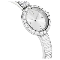 Matrix bangle watch, Swiss Made, Crystal bracelet, White, Stainless steel by SWAROVSKI