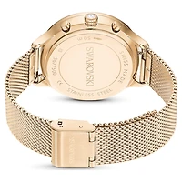 Nova chrono watch, Swiss Made, Metal bracelet, Gold tone, Champagne gold-tone finish by SWAROVSKI
