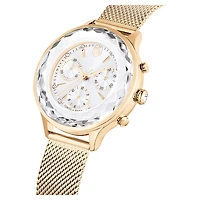 Nova chrono watch, Swiss Made, Metal bracelet, Gold tone, Champagne gold-tone finish by SWAROVSKI
