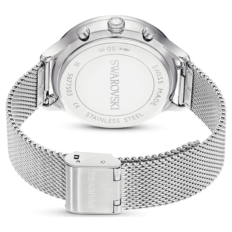 Nova chrono watch, Swiss Made, Metal bracelet, Silver tone, Stainless Steel by SWAROVSKI