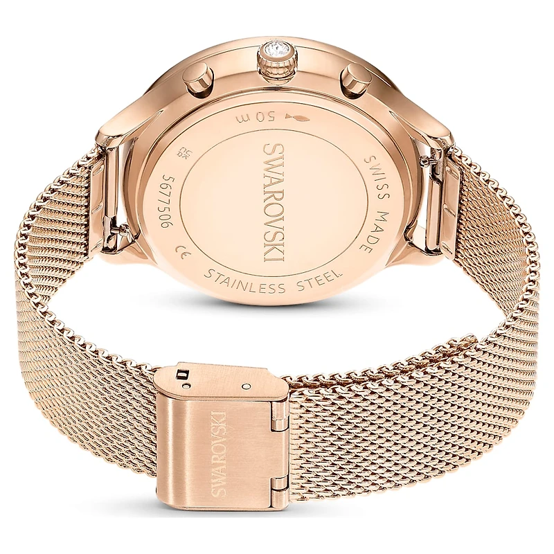 Nova chrono watch, Swiss Made, Metal bracelet, Rose gold tone, Rose gold-tone finish by SWAROVSKI