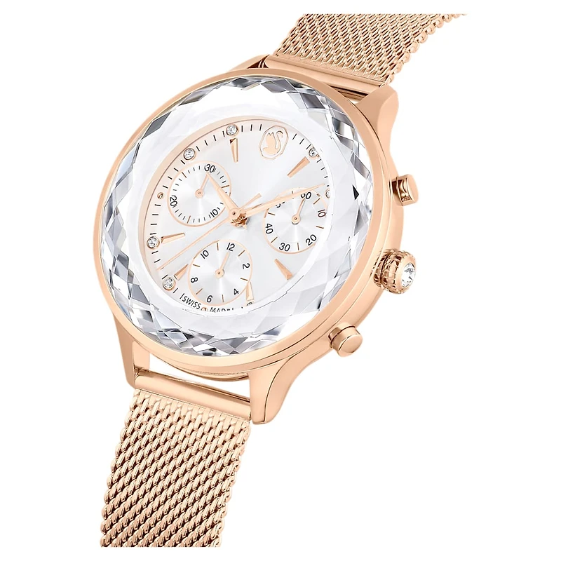Nova chrono watch, Swiss Made, Metal bracelet, Rose gold tone, Rose gold-tone finish by SWAROVSKI