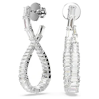 Hyperbola drop earrings, Infinity, White, Rhodium plated by SWAROVSKI