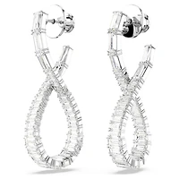 Hyperbola drop earrings, Infinity, White, Rhodium plated by SWAROVSKI