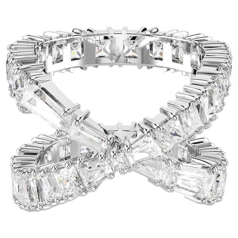 Hyperbola ring, Infinity, White, Silver-tone finish by SWAROVSKI
