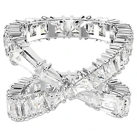 Hyperbola ring, Infinity, White, Silver-tone finish by SWAROVSKI