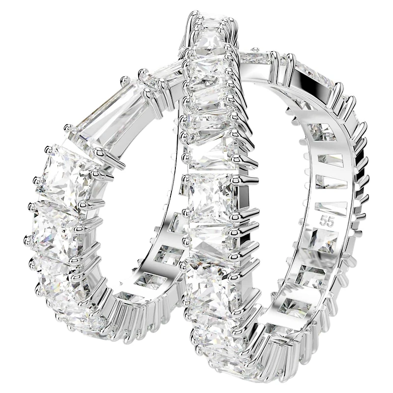 Hyperbola ring, Infinity, White, Silver-tone finish by SWAROVSKI