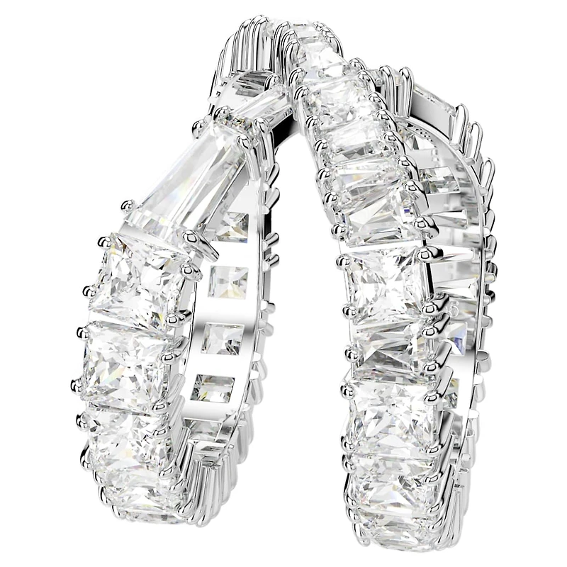 Hyperbola ring, Infinity, White, Silver-tone finish by SWAROVSKI