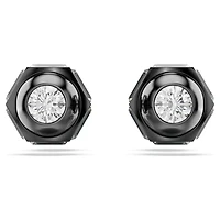 Numina stud earrings, Round cut, White, Ruthenium plated by SWAROVSKI