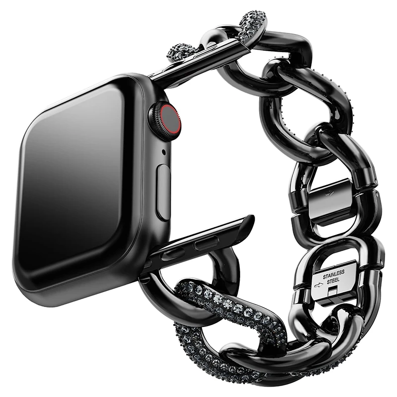 Chain strap, For Apple Watch® 40mm & 41mm, Black, Black finish by SWAROVSKI