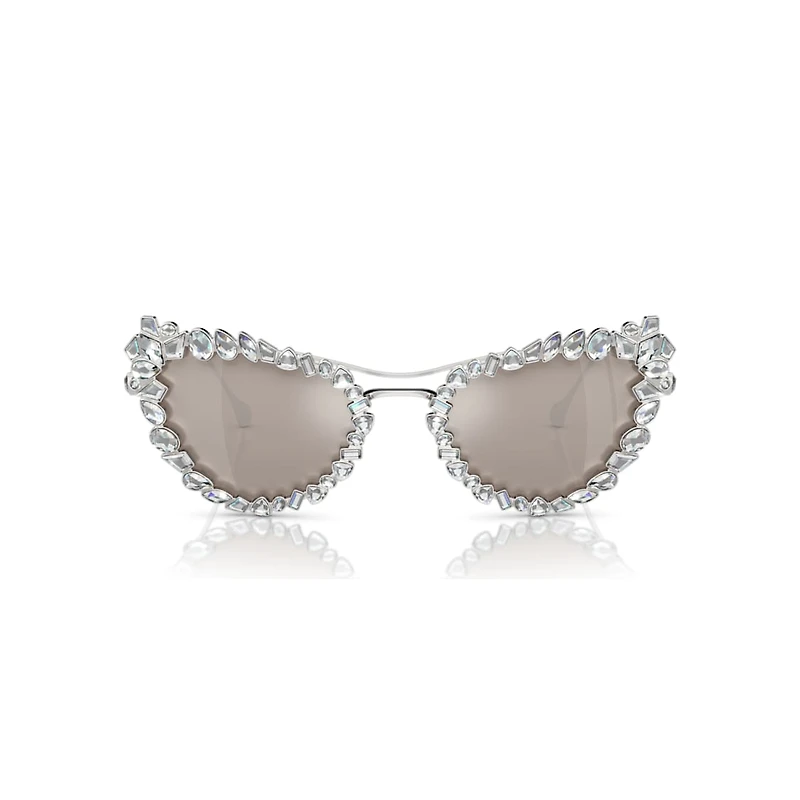 2 in 1 clip-on sunglasses, Statement, Cat-eye shape, SK7011, White by SWAROVSKI