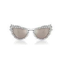 2 in 1 clip-on sunglasses, Statement, Cat-eye shape, SK7011, White by SWAROVSKI