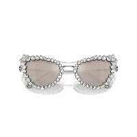 2 in 1 clip-on sunglasses, Statement, Cat-eye shape, SK7011, White by SWAROVSKI