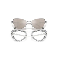 2 in 1 clip-on sunglasses, Statement, Cat-eye shape, SK7011, White by SWAROVSKI