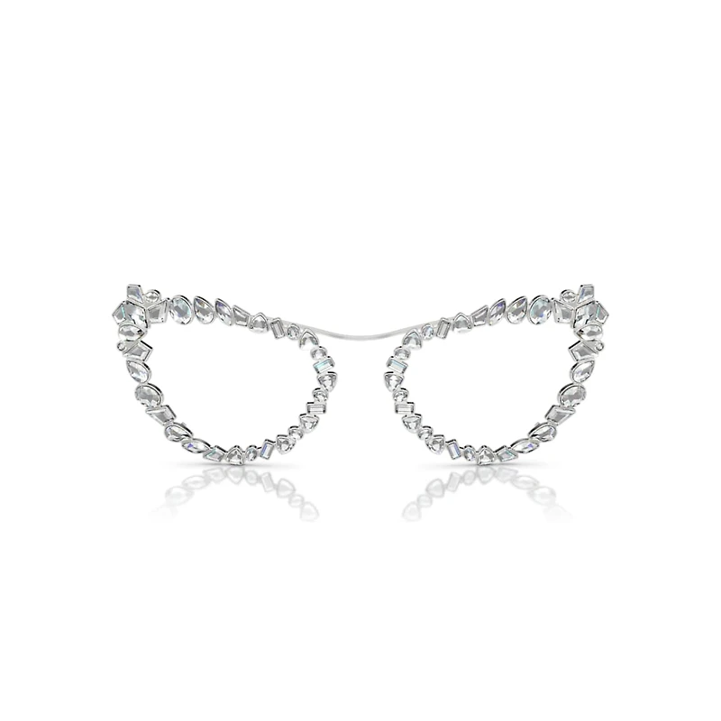 2 in 1 clip-on sunglasses, Statement, Cat-eye shape, SK7011, White by SWAROVSKI