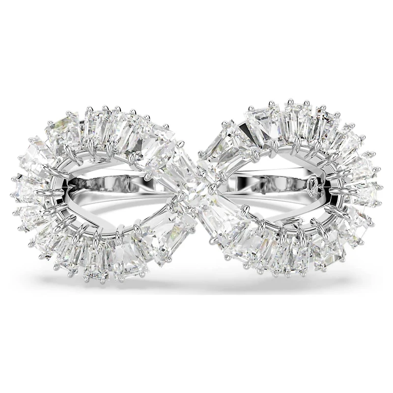Hyperbola cocktail ring, Infinity, White, Rhodium plated by SWAROVSKI