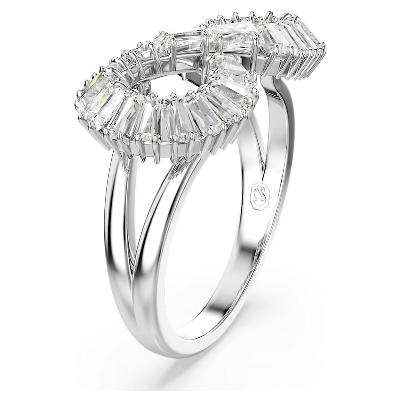 Hyperbola cocktail ring, Infinity, White, Rhodium plated by SWAROVSKI