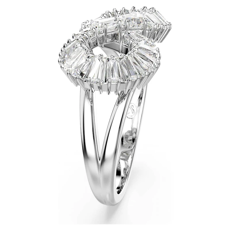 Hyperbola cocktail ring, Infinity, White, Rhodium plated by SWAROVSKI