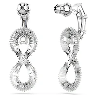 Hyperbola drop earrings, Infinity, White, Rhodium plated by SWAROVSKI