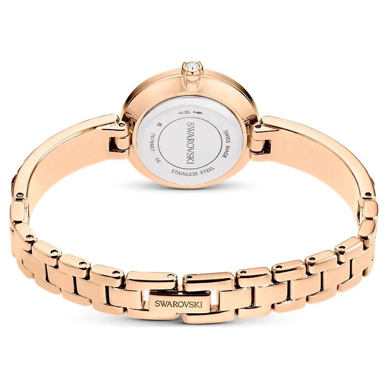 Matrix bangle watch, Swiss Made, Crystal bracelet, Grey, Rose gold-tone finish by SWAROVSKI