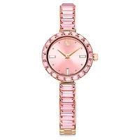 Matrix bangle watch, Swiss Made, Crystal bracelet, Pink, Rose gold-tone finish by SWAROVSKI
