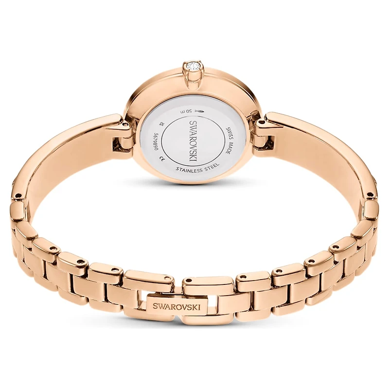 Matrix bangle watch, Swiss Made, Crystal bracelet, Pink, Rose gold-tone finish by SWAROVSKI