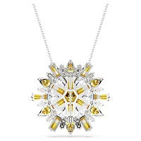 Idyllia pendant and brooch, Mixed cuts, Flower, Long, Yellow, Rhodium plated by SWAROVSKI