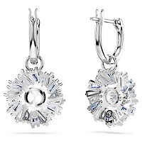 Idyllia drop earrings, Mixed cuts, Flower, Blue, Rhodium plated by SWAROVSKI