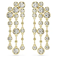 Imber drop earrings, Round cut, Chandelier, White, Gold-tone plated by SWAROVSKI