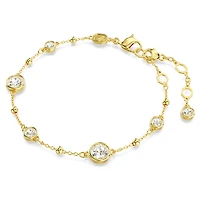 Imber bracelet, Round cut, Scattered design, White, Gold-tone plated by SWAROVSKI