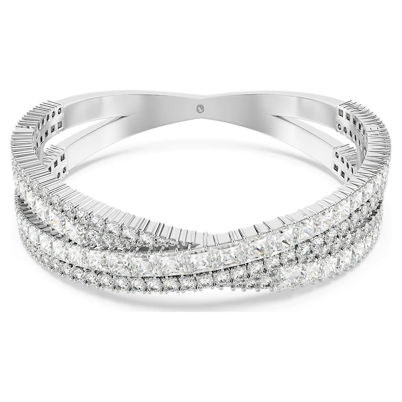 Hyperbola cuff, Mixed cuts, Infinity, White, Rhodium plated by SWAROVSKI