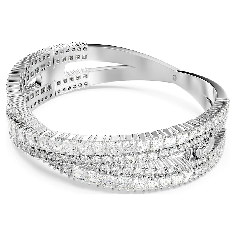 Hyperbola cuff, Mixed cuts, Infinity, White, Rhodium plated by SWAROVSKI