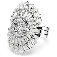 Idyllia ring, Set (3), Mixed cuts, Shell, White, Rhodium plated by SWAROVSKI