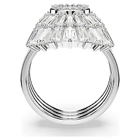 Idyllia ring, Set (3), Mixed cuts, Shell, White, Rhodium plated by SWAROVSKI